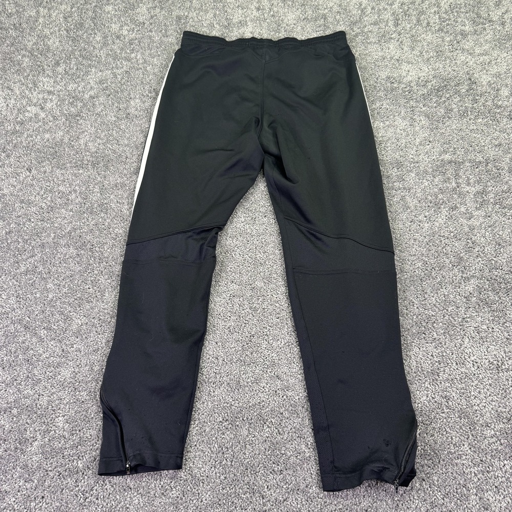Adidas Track Pants Mens Medium Black Knit Elastic Waist Zip Hem 3 Stripe Logo - Picture 2 of 15